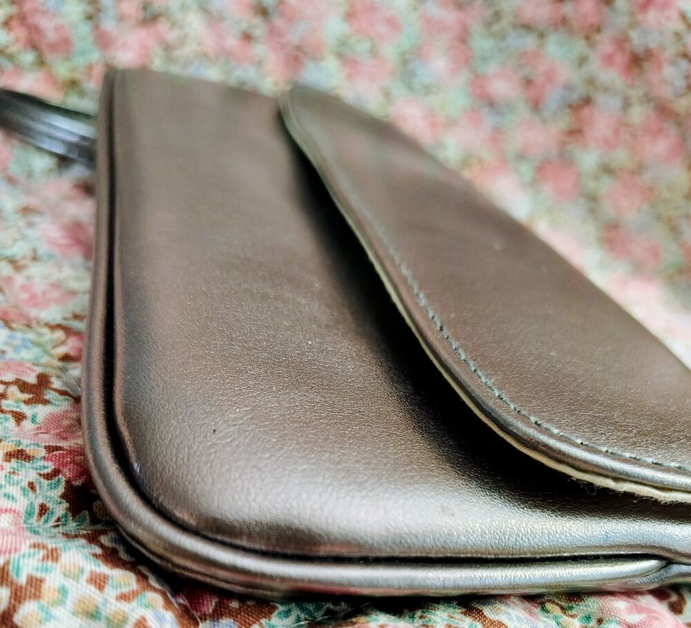 Victoria's Secret Clutch Wristlet metallic exterior Chrome